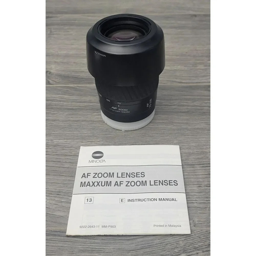 VTG 1993 Minolta AF 70-210 Zoom Lens 1.1m/3.6ft Macro Black w/Instruction Manual